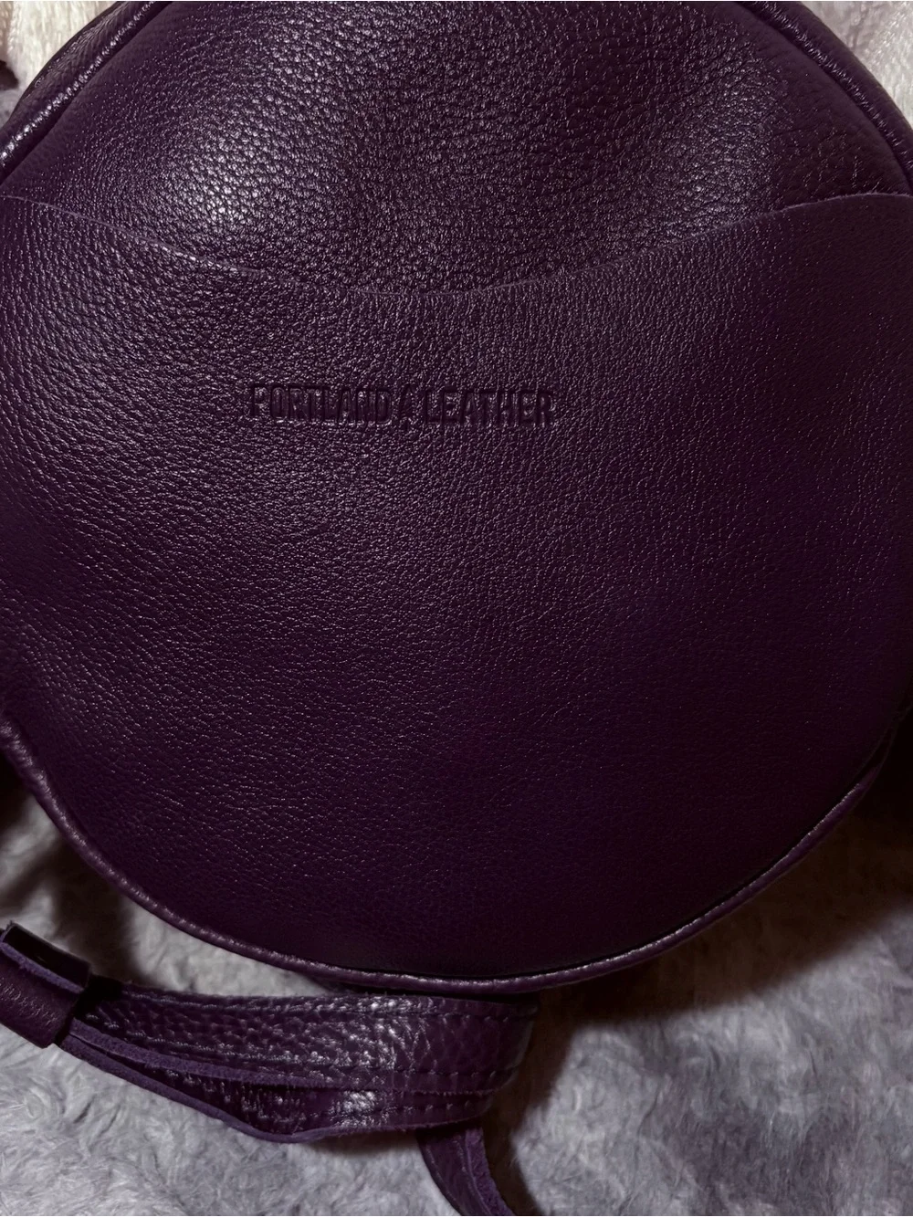 Portland Leather Group Round Crossbody Bag - Large - Deep Plum - Picture 2 of 7